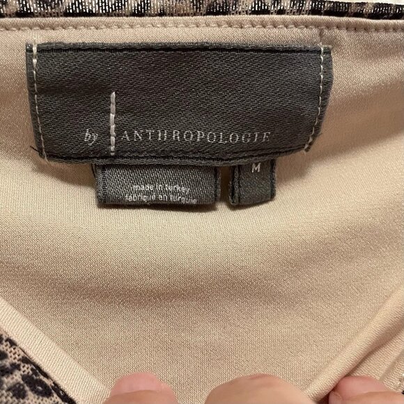 ANTHROPOLOGIE Brown & Cream Leopard Print Off the Shoulder Shirred Mesh … - Picture 5 of 8